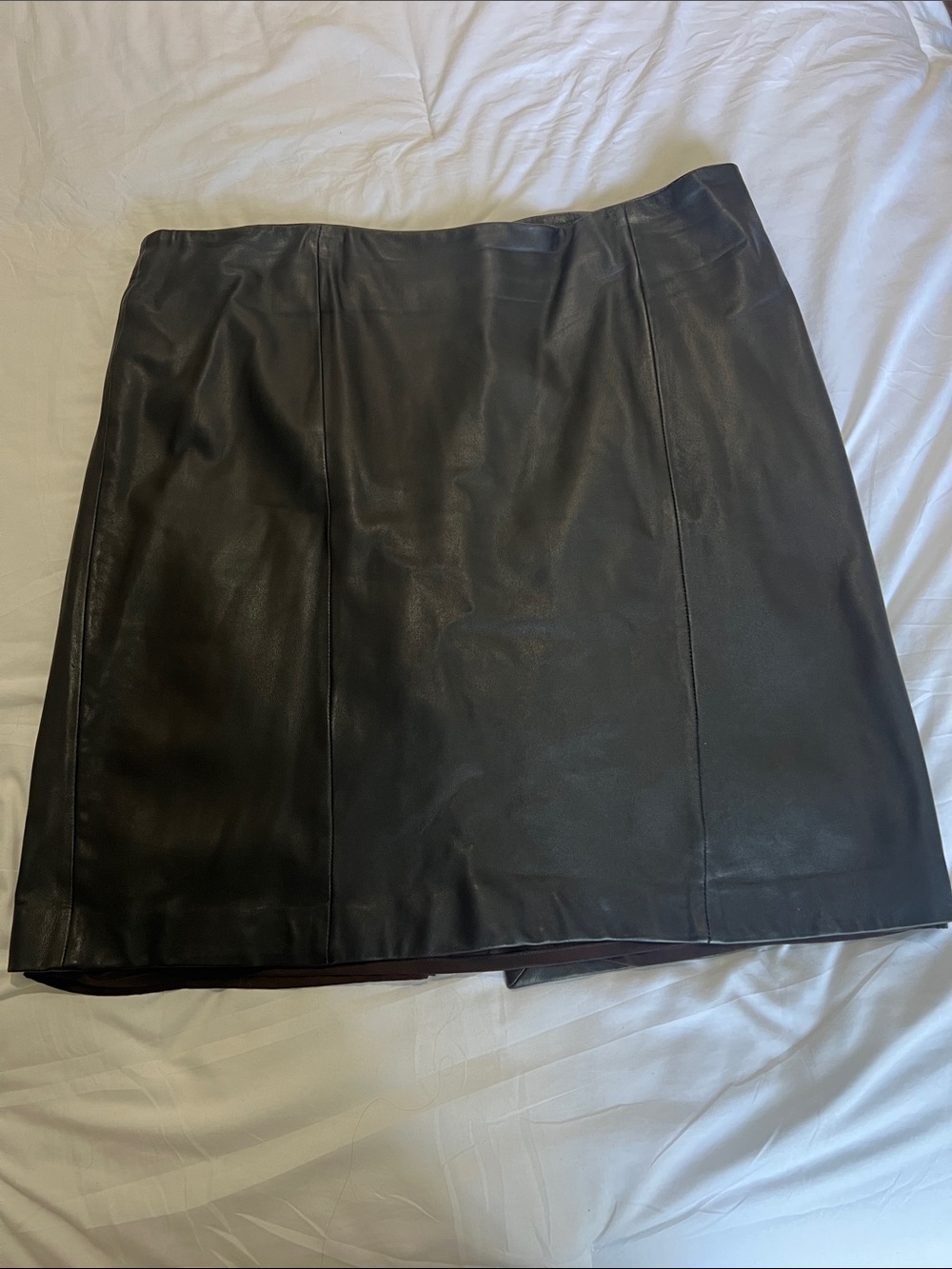 Talbots Brown Leather Skirt 18W EUC